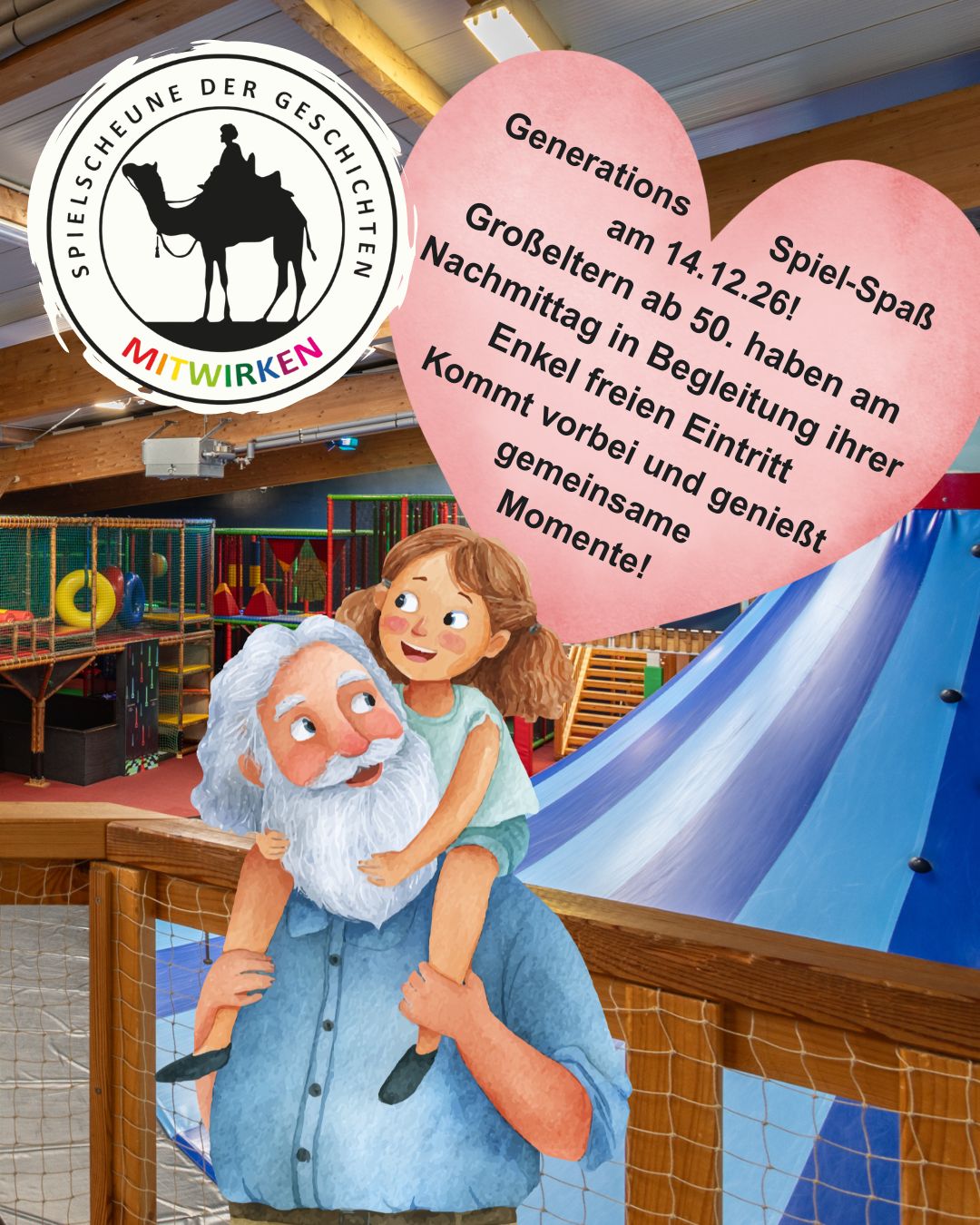 Generations-Spiel-Spaß am 14.12.26! Großeltern ab 50. haben am Nachmittag in Begleitung ihrer Enkel freien Eintritt Kommt vorbei und genießt gemeinsame Momente!